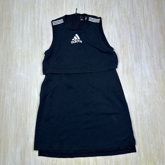 Adidas Game and Go Black Layered Vented Sleeveless Tennis Athletic Dress Small - Picture 1 of 13